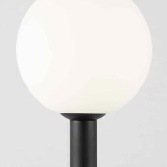 Superior Stillux Balloons floor lamp with spherical matt white glass shade and sleek matte black cylindrical metal stem
