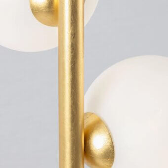 Superior Stillux Balloons floor lamp with a cascade of matt white glass spheres and textured gold-colored metallic stem