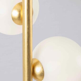 Distinguished Stillux Balloons suspension lamp with three matt white glass spheres and gold-finished metal stem