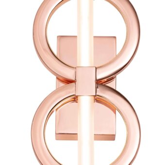 Superior Stillux Chain wall lamp with geometric metal rings and frosted pyrex glass light diffuser crafted in Italy