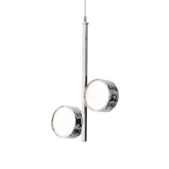 Superior Stillux Circle suspension lamp with vertically arranged matt white glass diffusers in hammered metal and polished silver finish