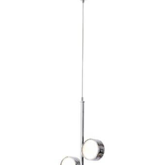 Exclusive Stillux Circle suspension lamp with vertically arranged matt white glass diffusers and hammered metal frame in glossy silver finish
