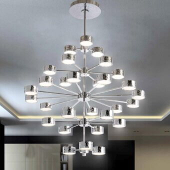 Distinguished Stillux Globe ceiling lamp with a radial design and refined circular diffusers in hammered metal with a polished finish