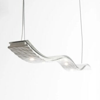 Captivating Stillux Swing suspension lamp crafted in hammered metal with diffused LED light sources and cool gray and white tones
