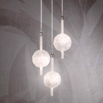 Superior Stillux The Light suspension lamp with hand-faceted transparent lead crystal diffusers and translucent white honeycomb shades