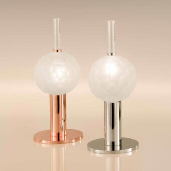 Elegant Stillux Light Table Lamp with a copper-colored metal base and Certified Lead Crystal diffuser