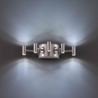 Distinguished Stillux Line wall lamp with central metal structure and five cylindrical lights in satin grey tone
