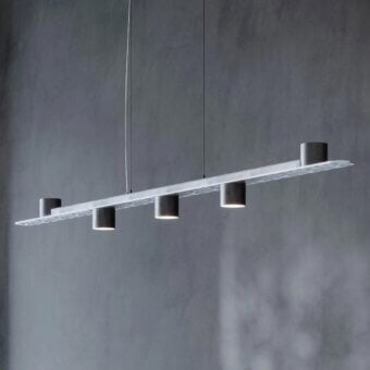 Exceptional Stillux Triad suspension lamp with illuminating points and hammered metal, crafted in Italy with a muted gray finish