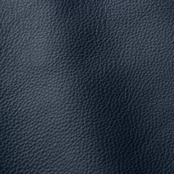 Dark blue leather texture with a granular, pebbled surface and matte finish, displaying natural pores and markings for a durable, refined look.