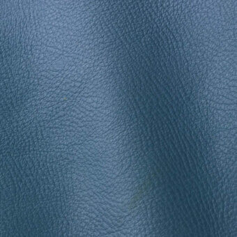 Blue leather texture with mottled grain, featuring a diagonal linear pattern and matte finish, showcasing durable material quality.
