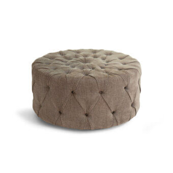 Exceptional Borzalino New Kap ottoman crafted in medium brown textured textile with handmade capitonné detailing