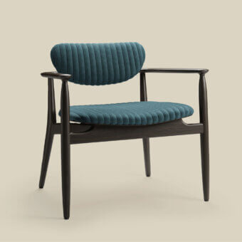 Superior Borzalino Regina lounge chair with solid wood structure and inviting teal ribbed upholstery