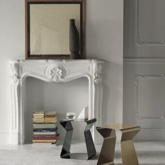 Captivating Bontempi Kito side table with sculptural metal structure and lustrous gold finish
