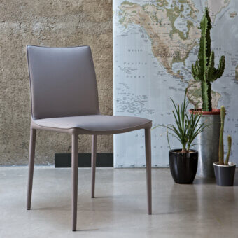 Sophisticated Bontempi Nata chair with light grey smooth matte finish and subtle darker grey trim highlighting geometric form