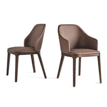 Superior Frag Doa chair with smooth matte brown upholstery and dark brown timber frame presents a minimalist design