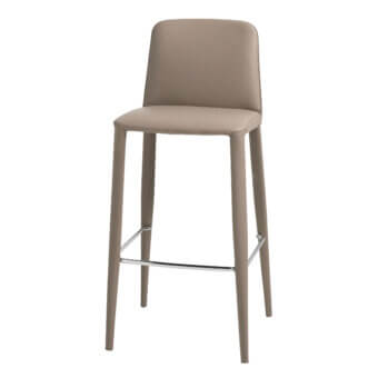Distinguished Gordon Guillaumier Elf stool with fully upholstered construction and sleek chrome-plated support in neutral beige finish