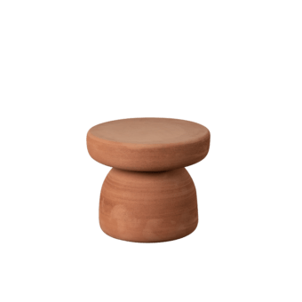 Distinguished Miniforms Tototò coffee table in high-fired terracotta with subtly varied earthy tones and a rounded silhouette