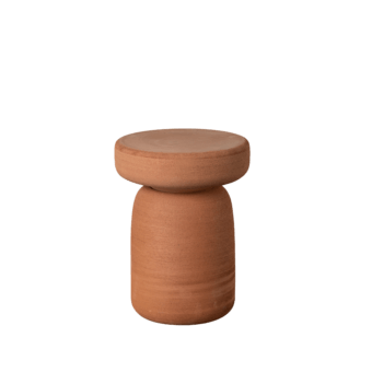 Distinguished Miniforms Tototò side table crafted from terracotta with a muted earthy orange textured finish