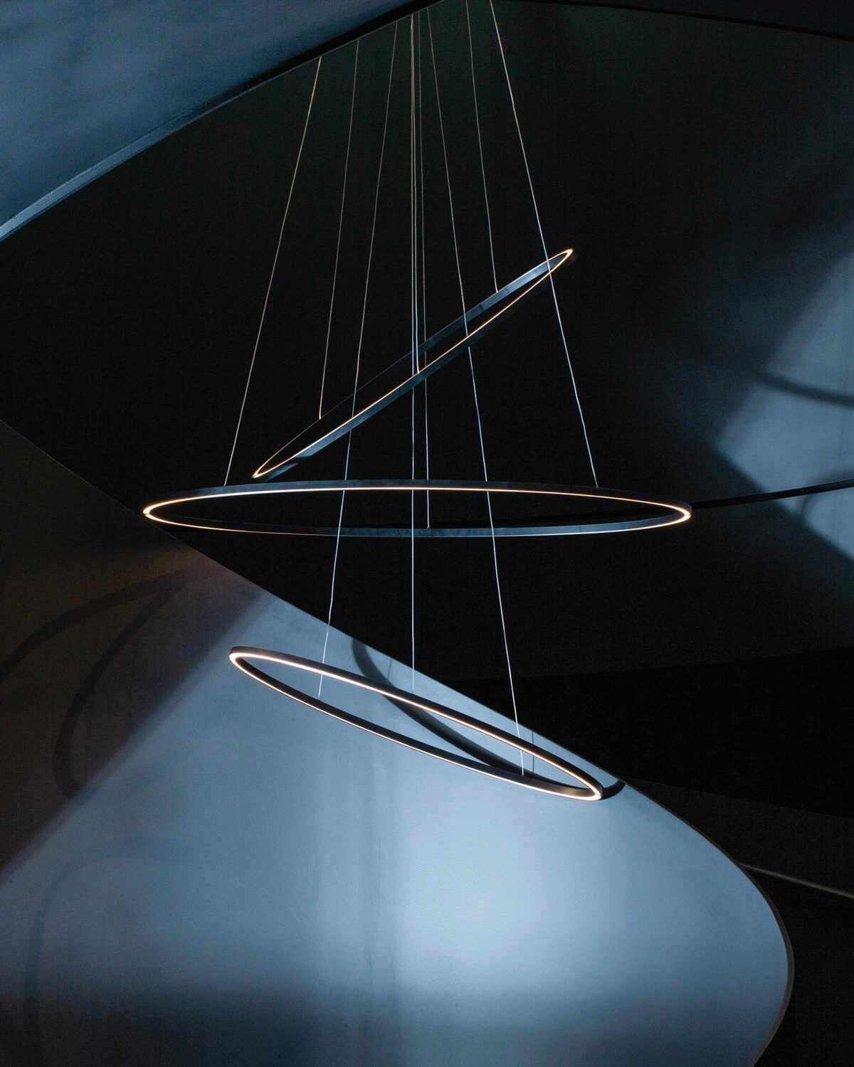 View of Ellisse Triple Suspension Lamp by Nemo Lighting | Cassoni