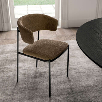 Distinguished Ozzio Italia Ego chair with brown textured textile upholstery and painted metal structure
