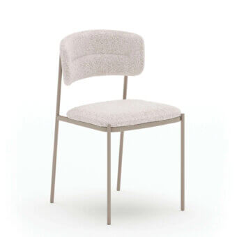 Superior Ozzio Italia Ego chair with a painted metal structure and light beige textured textile upholstery
