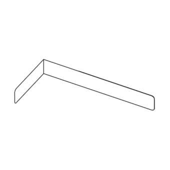 Black and white line drawing of an angular L-shaped plane, featuring clean lines and a minimalist geometric design on a white background.