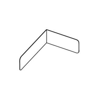Black line drawing of a boomerang with two rectangular arms extending from a central right-angle vertex on a white background.