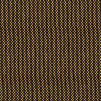 Woven textile, muted brown and golden-yellow, repeating square grid pattern with subtle yarn height variation and a matte finish.
