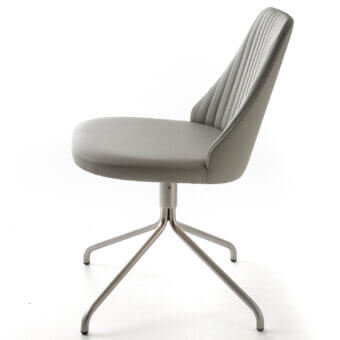 Distinguished Bross Break swivel chair upholstered in light gray fabric with a quilted backrest and matte metal base