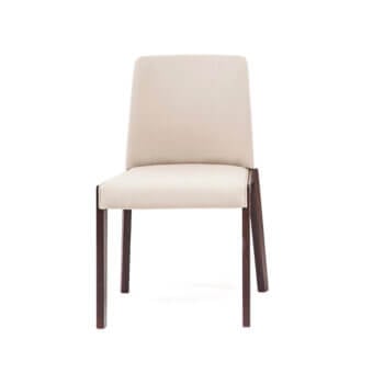 Distinguished Bross Bridget chair with light beige textile upholstery and dark finished slender wood legs