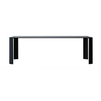 Elegant Cierre1972 Riviera table with wooden top exhibiting a dark gray matte finish and graceful round legs