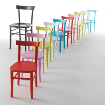 Distinguished Casamania Cherish chair crafted in Italy with smooth painted finish in red, pink, yellow, white, turquoise and black hues