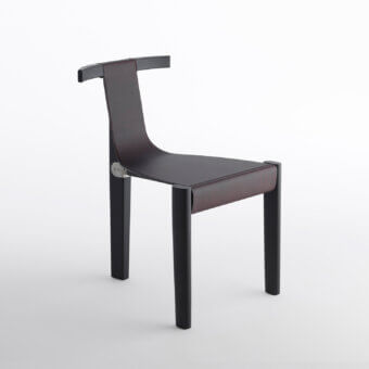 Exceptional Casamania Pablita chair with ashwood, stainless steel and carbon fiber connections plus brown leather seat and backrest cover