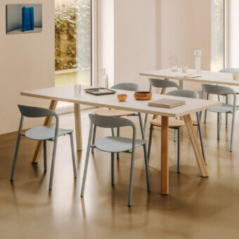 Superior Lapalma Ori table crafted in light ash wood with a matte finish and slanted legs