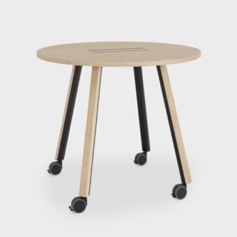 Superior Lapalma Ori workstation with light-toned wood or HPL Fenix® top and powder-coated metal legs crafted in ash wood with a smooth matte finish