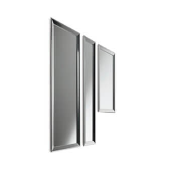 Distinguished Horm Yume Brill mirror with a glossy aluminum frame showcasing a minimalist Italian aesthetic