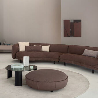 Superior Cierre1972 Seed ottoman with uniform brown textile and matte finish offers absolute comfort