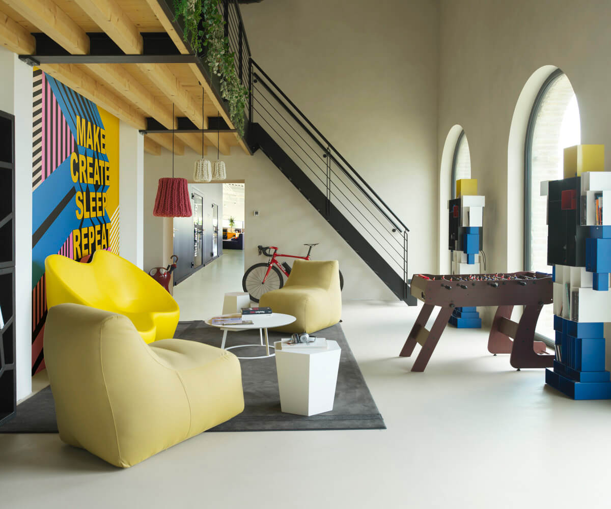 Captivating Casamania Robox bookcase crafted in Italy with smooth textile and muted yellow form