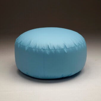 Exceptional Casamania Pollon ottoman with light blue premium fabric and flexible expanded polystyrene balls construction