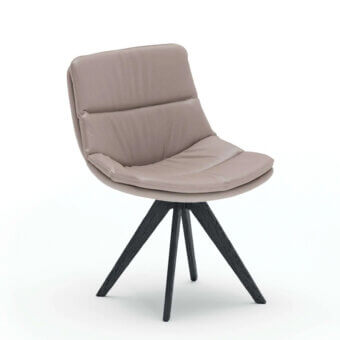 Superior Ozzio Italia Sally-Sveva chair in muted beige textile with matte dark gray wood legs
