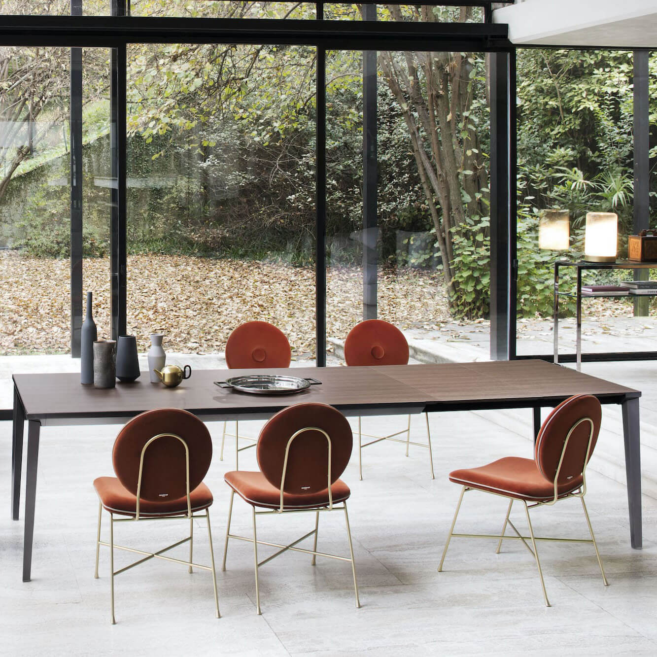 Exceptional Bontempi Penelope chair crafted with luxurious fabric in a bi-color design with contrasting button detail