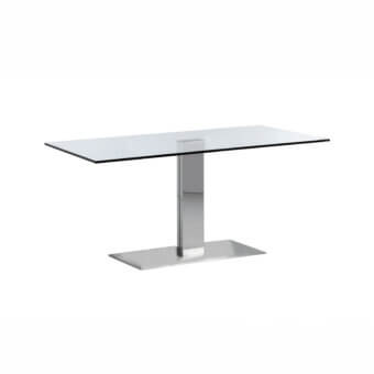 Elegant Cattelan Italia Elvis table with a clear glass top and glossy finished steel central base
