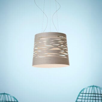 Superior Foscarini Tress Grande suspension lamp with light beige fiberglass-based composite material and matte finish
