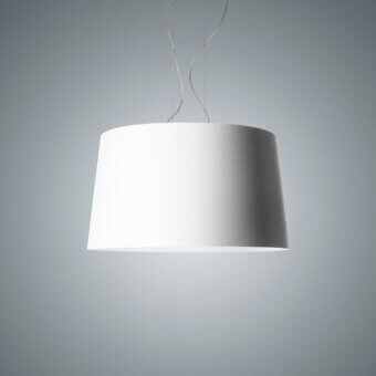 Elegant Foscarini Twice As Twiggy suspension lamp in white fiberglass-based composite with liquid coated finish