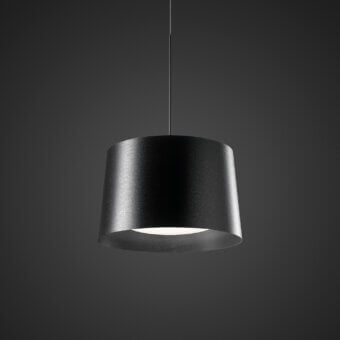 Elegant Foscarini Twiggy suspension lamp with a sleek black diffuser crafted in fiberglass-based composite material and liquid coated finish