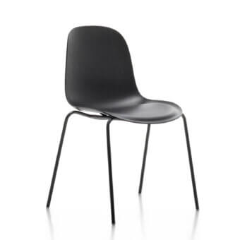 Innovative MDF Italia Press chair with unified black stained beech plywood shell and matte graphite grey powder-coated base