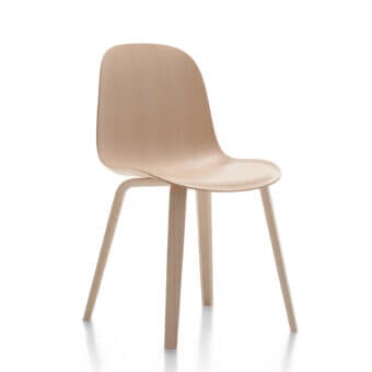 Exceptional MDF Italia Press chair in organically curved light beige beech plywood with a bleached finish