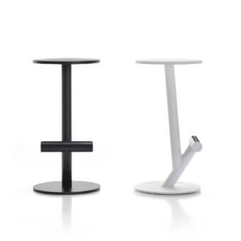 Superior MDF Italia Twig stool with matte black moulded seat and micro-goffered powder-coated steel cantilevered frame built with polypropylene strips