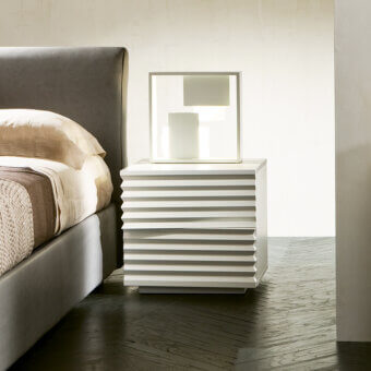 Captivating Pacini & Cappellini Tiffany nightstand with veneered ash wood and solid ash drawer fronts in white finish