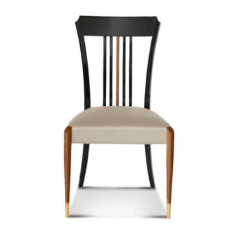 Exceptional BelMondo Lexington Avenue chair crafted with smooth seating and contrasting glossy black with natural wood finish